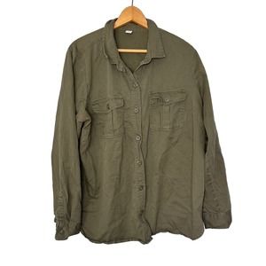 Old navy women's button up linen blend top size XL green